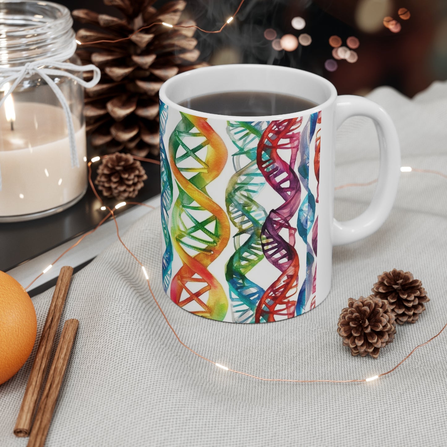 DNAlicious: Sip, Smile, and Unwind Ceramic Mug 11oz