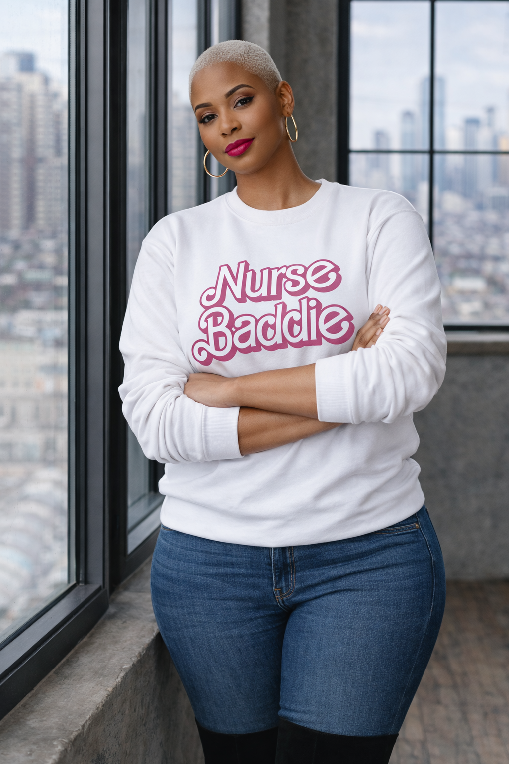 Nurse Baddie Sweatshirt-Unisex Crewneck Sweatshirt