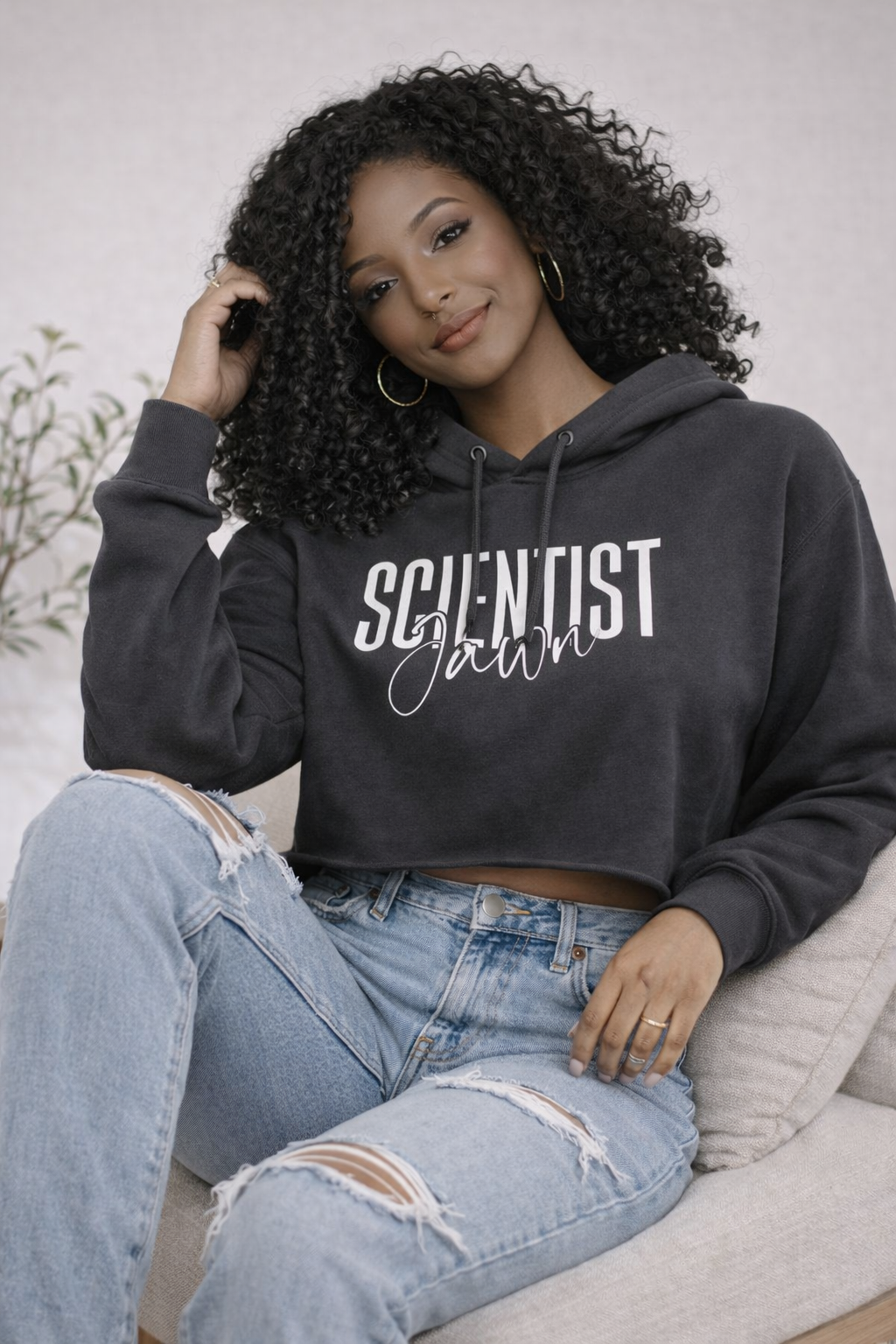 Scientist Jawn-Women's Crop Fleece Hoodie Sweatshirt